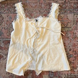 Thrifted tie front lacy tank